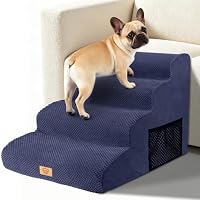 MASTERTOP Scale Per Cani 3 Gradini In Spugna Morbida, Antiscivolo, 22.7kg, Rivestimento Lavabile, Per Cuccioli E Anziani