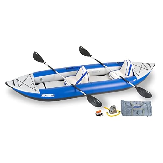 Sea Eagle 380X 12'6" Explorer Inflatable Kayak- Fishing, Touring, Camping, Exploring &White Watering-Self Bailing, Removable Skeg, Drop Stitch Floor (2 Person Deluxe)