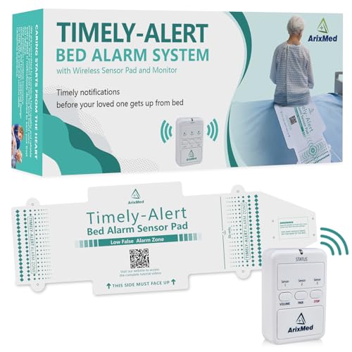 Timely Alert Bed Alarm System - Bed Alarm and Fall Prevention for Elderly, Wireless Bed Sensor Pad and Pager, Elderly Monitoring Kit with Pre - Alert Smart Technology
