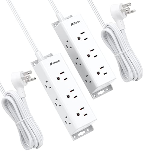 Power Strips 10FT Extension Cord 2 Pack - Flat Plug Power Strip with Wall Mounting Holes, Long Extension Cord with Multiple Outlets, Overload Surge Protection for Home Office