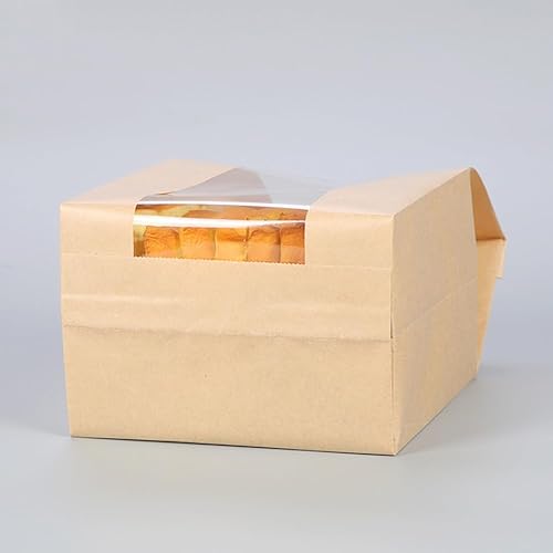 Miniatura 4 de GRANDAN Paquete de 50 bolsas de pan de papel grandes para pan casero, bolsas de papel kraft para panadería con ventana para almacenamiento de masa
