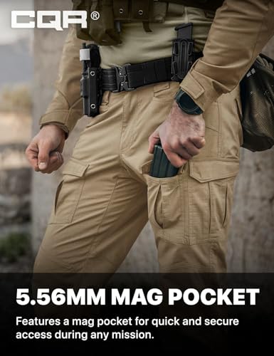 Image of CQR Men's Flex Ripstop Tactical Pants, Water Resistant Stretch Cargo Pants, Lightweight EDC Hiking Work Pants
