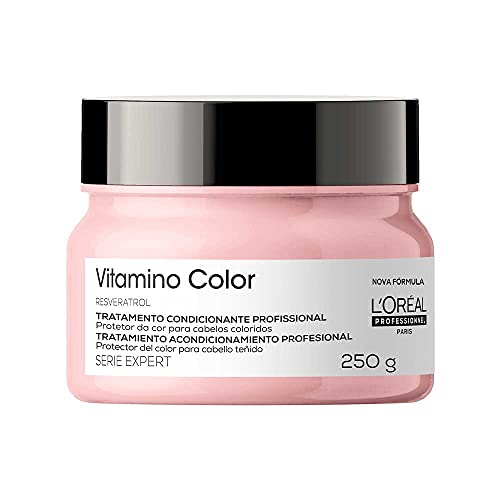 L'Oréal Professionnel Máscara de Tratamento Vitamino Color, Protege e preserva a cor do cabelo, Aumenta o Brilho e a Vibração da Cor, Hidrata e Desembaraça, Para cabelos com coloração, 250g