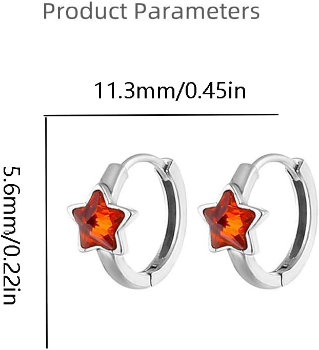 CZ Star Hoop Earrings for Women Red Crystal Stars Small Huggie Hoops Earrings Minimalist Cartilage Tragus Earrings Fashion Piercing Ear Jewelry - Image 4