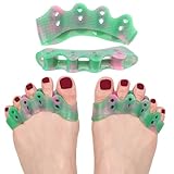 FOYOLO Toe Separator Toe Spacers W/Colorful 5-Loops Gel Spreader Stretchers for Bunion Bunionette Correcting-Feet Pain Relief-Toes Splints Fights Overlapping Hammer Toes (1 Pair W/Punch-Green & Pink)