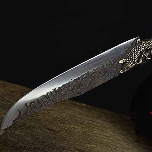 Meat Cleaver Knife, 8.3 Inch Handmade Knife 7Cr17 High Carbon Steel Hunting Machete Cleaver Kitchen Knives Copper Decorative Handle Fish Knife With sheath