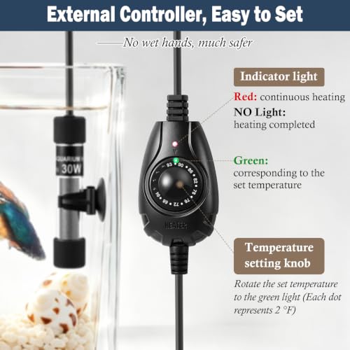Image of HITOP 30W Finger-Sized Aquarium Heater, Mini Fish Tank Heater for 3-8Gallon