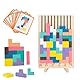 Puzzle Blocks 3in1 Wooden Tetris Holzspiel - Smart Quiet Holzpuzzle Indoor BlöCke Tetris Spiel, Sensory Play des Jahres, Montessori Spielzeug Spiel Holz, Demenz BeschäFtigung, FüR Kinder Iq Toys
