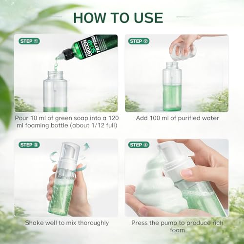 Vereclue Green Soap Tattoo (4OZ) - Concentrated Tattoo Soap with Foaming Bottle 120ml, Wash Cleaning Supplies for Tattoos Piercings, Clean Skin Equipment - Thumbnail 6