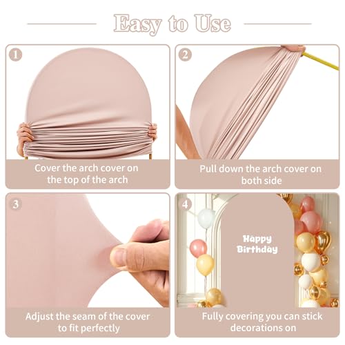 6FT Nude Arch Backdrop Cover,Spandex Fitted Wedding Arch Stand Covers Round Top Chiara Arch Covers Stretchy Backdrop for Birthday Party Ceremony Banquet Decoration by Shillance - Image 6