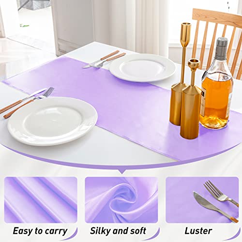 Jevix 20 Pack Satin Table Runner 12 X 108 Inch Silk Table Runner For Party,Wedding, Birthday, Banquets,Decoration(Lavender) #TOP1