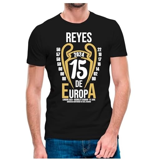 Camiseta del Madrid Reyes de Europa - Campeones de la Champions (XL)(Negro)