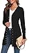 KAY SINN Long Cardigan Sweaters for Women Open Front Snap Button Knit Ribbed Cardigans Outfits Black X-Large