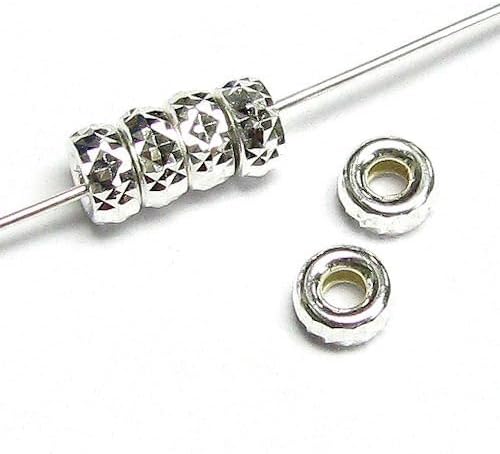 10 pcs .925 Sterling Silver Pyramid Cut Rondelle Bead Spacer 3mm 4mm /Findings/Bright