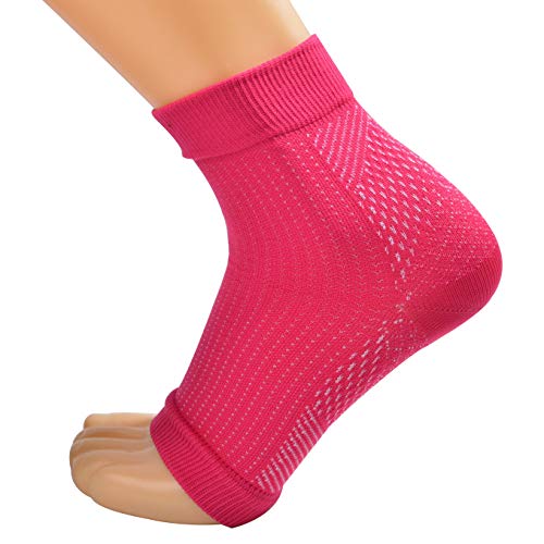 Kompressionssocken Fußbandage, Kompressionsstrümpfe/kompressionssocke für Männer & Frauen-Laufen & Sport oder Unterstützung Schmerzlinderung bei Plantarfasziitis, Knöchelschmerzen,Rose,L Cover