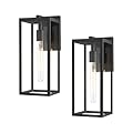 Bestshared Outdoor Wall Lantern, Anti-Rust Exterior Wall Sconce Light Fixtures, Front Door Mount Light, Outdoor Lighting Fixture, Black Wall Lamp with Clear Glass (Black, 2 Pack)