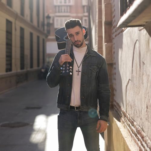 Cross Necklace for Men, Real Ebony Wooden Mens Cross Necklace Black Stainless Steel Christian Handmade Wood Pendant for Men, 24 Inch Box Chain2