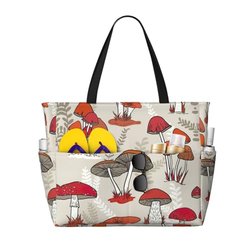 Sac fourre-tout imprimé champignons noirs grand sac à bandoulière Hobo