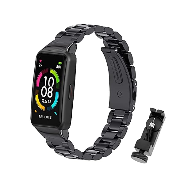 Mijobs Correa Compatible para Honor Band 6 ,Pulsera Acero Inoxidable Metal