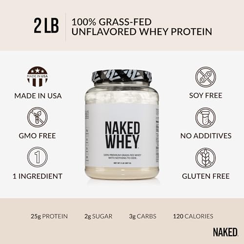 Naked Nutrition Naked Whey 2Lb 100% Grass Fed Whey Protein Powder thumb #2