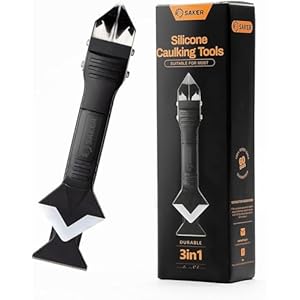 Saker Silicone Caulking Tools-3 in 1 Sealant Finishing Tool Grout Remove Scraper (Stainless Steelhead),Caulk Remover Glass Glue Angle Scraper for Bathroom,Kitchen,Floor,Window,Sink Joint,Frames Seal