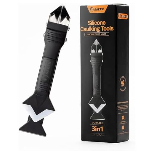 Saker Silicone Caulking Tools-3 in 1 Sealant Finishing Tool Grout Remove Scraper (Stainless Steelhead),Caulk Remover Glass Glue Angle Scraper for Bathroom,Kitchen,Floor,Window,Sink Joint,Frames Seal
