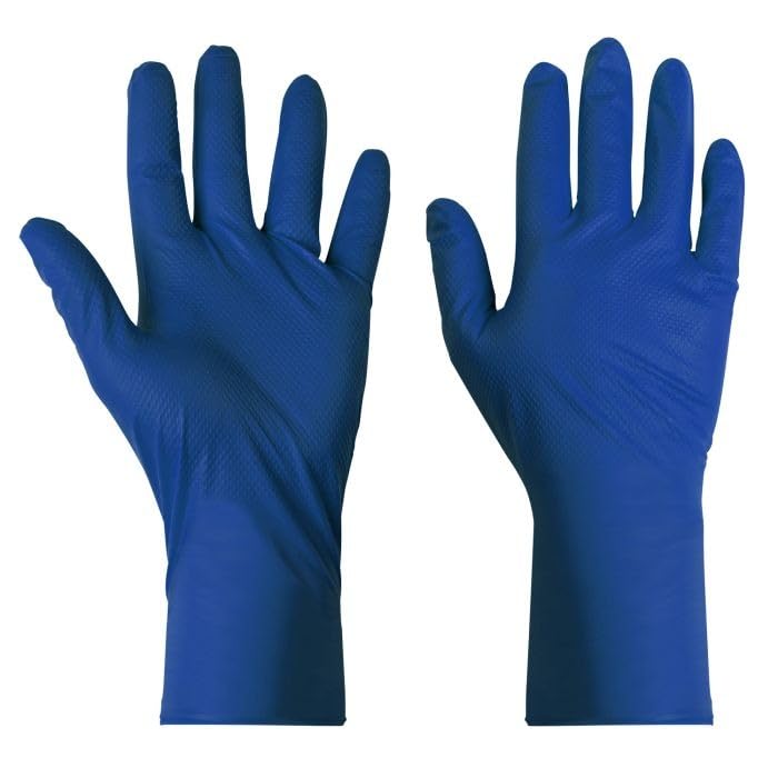 Supertouch Diamond Grip Nitrile Gloves – Heavy-Duty, Powder-Free, Chemical-Resistant, Textured Grip, EN 374 & EN 455 Compliant, Industrial Use, Blue, Medium