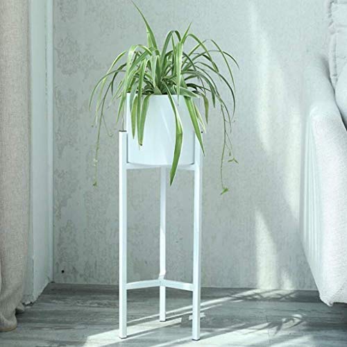 Madcg Plant Stand - Piece Modern Planter With Tall Metal Stand - Decorative Standing Flower Succulent Pot Holder, Modern Home Decor (Color : White, Size : Large)