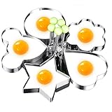 QYYL 5pcs Faltbar Spiegelei-Form mit Griff, Cooking Tool Aus Edelstahl Mit Für Spiegelei Formen Ringe Ei Unterschiedliche Formen, Verdickter Rahmen, Sicherheit