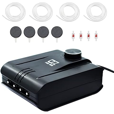 LAWNFUL Aquarium Air Pump with 4 Outlets (1.6L/min, Up to 400 Gallon), Quiet Fish Tank Air Pump with Adjustable Air Valve for Aquarium, Hydroponics, Fish Tank, Pond Cover