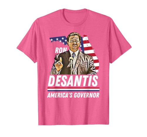 Ron Desantis America's Governor Florida US Flag T-Shirt, Men, Pink Heather, Small
