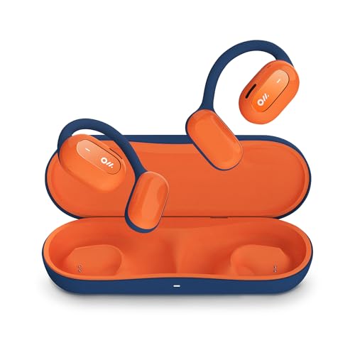 Oladance OWS2 Open Ear Wireless Headphones Memory Titanium Frame Virtual Bass 2.0 16.5mm Drivers 19H Battery IPX4 Waterproof Touch Controls Bluetooth 5.3 Multi-Point Pairing (Orange)