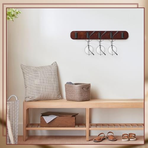 PH PandaHall 5 Fächer Sonnenbrillen Organizer Wandmontiert Sonnenbrillen Halter Kiefernholz Brille Gestell Ausstellständer Brille Aufbewahrungshalter für Wand Zuhause Schlafzimmer Wohnzimmer 33.3x5cm