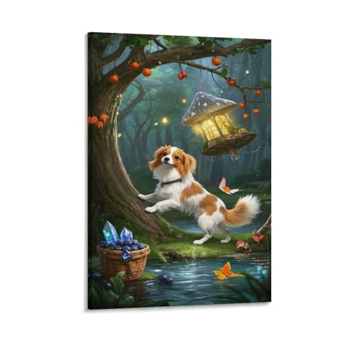 Toile 3D Chiot Papillon murale antitaches et facile à nettoyer 30x45
