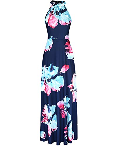 Image of STYLEWORD Women's Summer Floral Halter Maxi Dress Vacation Semi Formal 2026