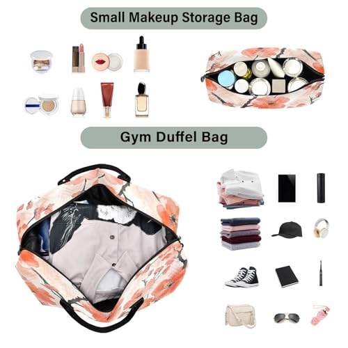 Beautiful Plum Blossoms Travel Duffel Bag Large Capacity Weekender Bag with Toiletry Bag Detachable Shoulder Strap Travel Tote Bag for Women4