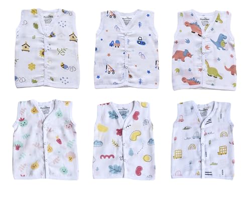 Image of MamaBee Organic Cotton Muslin Button Jabla | Printed Jabla | for Boys & Girls | Soft & Comfortable Baby Products | Sleeveless Vest | Snap Button Jabla |