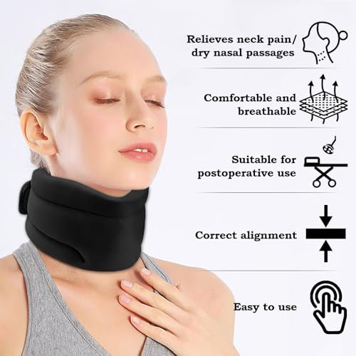 Nackenstütze Halskrause Weich & Einstellbar – Schaumstoff Halsausschnitt Stütze für Lindert Nackenschmerzen,Zervikale Spondylose & Schlaf Schmerzen – Atmungsaktive Nackenbandage für Frauen Männer