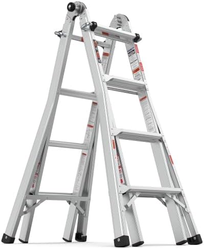17-FtFolding Multi-Position Ladder, Aluminum, 250lb Load Capacity, A-Frame and Straight Ladder
