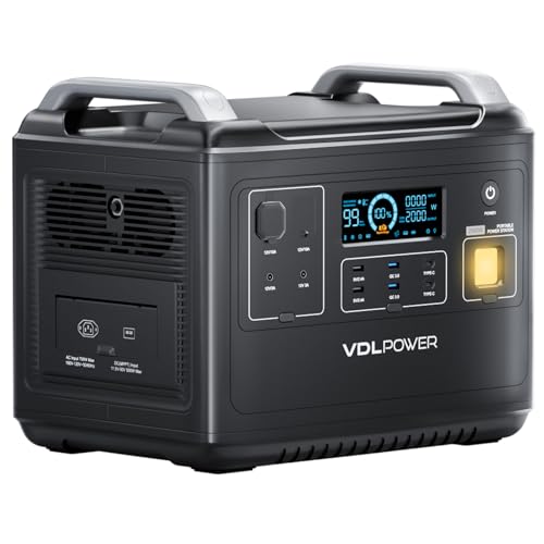 VDL Portable Power Station, 2000W/1997Wh Solar Generator, LiFePO4 Home Battery Backup, Fully Charged in 2 Hours, USB/Type C Outlets, Camping Power Pack for Home, Outdoor,RVs