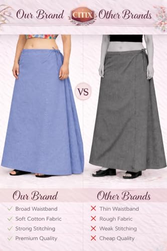 Image of CITIX Pure Cotton Petticoat for Woman Saree | Adujastable Drawstring Waist