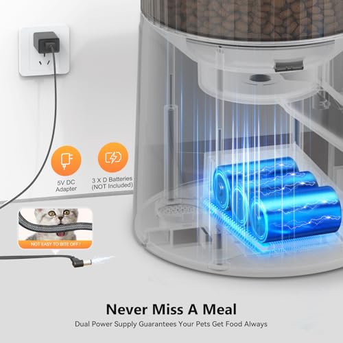 Petultra DU4LB-KY Automatic Cat Feeder: 4L Timed Auto Cat Feeder- Dry Cat Food Dispenser Programmable Control 1-6 Meals thumb #4