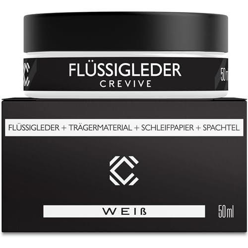 CREVIVE Flüssigleder Weiß 50 ml - Leder Reparatur Set Weiß - Kunstleder Reparaturset - Lederreparaturset für Sofa, Couch, Lenkrad, Autositze
