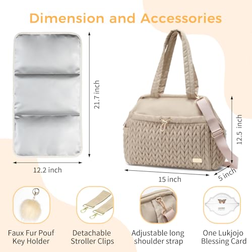 LUKJOJO Asha Diaper Bag Tote For Daily Use, Travel Shoulder Diaper Bag With Long Strap (Black, Large) by LUKJOJO - Image 4