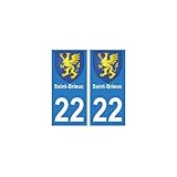 22 Saint-Brieuc autocollant plaque blason armoiries stickers département - Angles : droits