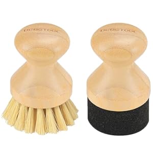 Cutting Board Oil Wax Applicator and Scrub Brush Set- Natural Bamboo with Sisal Fiber and Sponge for Food Grade Mineral Oil Board，Wooden Worktops,Utensil Care