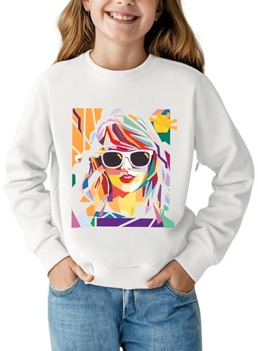 BOMDEALS Girl Country Music Sweatshirt - Kid Fleece Lining Concert Top Casual Vintage Graphic Tee Pullover Winter Warm Shirt(White 140 1501b)