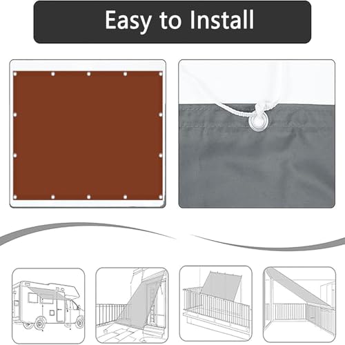 Toldo Vela UV 1x2.4m Impermeable Rojo Óxido para Terraza 8