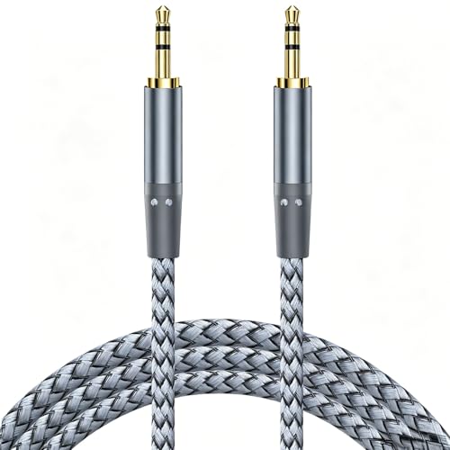 3.5mm to 3.5mm Aux Audio Cable 1.2M- Nylon Braided Aux Cord Lead for Car Headphone iPhone iPad iPod Samsung MP3 Player Smartphone Echo Dot Tablet Home Stereos Laptop (1.2M)