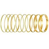 FEZTGVOFA 10 Pcs Gold Bangles, Gold Bangle for Women, Stackable Golds Bangles, Bangle for Womens Indian, Indian Jewellery, Stacking Layered Boho Bracelet, for Women Teen Girls